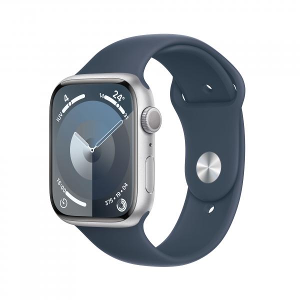 Apple Watch 9 GPS 45mm all.argento cint. sport. blu M/L