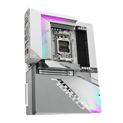 GIGABYTE Scheda Madre B650E AORUS STEALTH ICE - Supporta CPU AMD Ryzen 9000, VRM a 12+2+2 fasi, fino a 8000MHz DDR5 (OC), 1xPCIe 5.0 M.2 + 3xPCIe 4.0 M.2, Wi-Fi 7, LAN 2.5GbE, USB 3.2 Gen 2x2