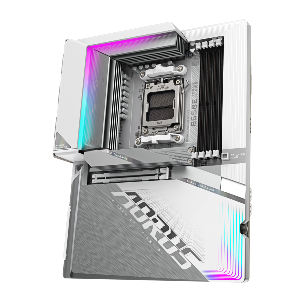 GIGABYTE Scheda Madre B650E AORUS STEALTH ICE - Supporta CPU AMD Ryzen 9000, VRM a 12+2+2 fasi, fino a 8000MHz DDR5 (OC), 1xPCIe 5.0 M.2 + 3xPCIe 4.0 M.2, Wi-Fi 7, LAN 2.5GbE, USB 3.2 Gen 2x2