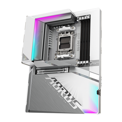 GIGABYTE Scheda Madre B650E AORUS STEALTH ICE - Supporta CPU AMD Ryzen 9000, VRM a 12+2+2 fasi, fino a 8000MHz DDR5 (OC), 1xPCIe 5.0 M.2 + 3xPCIe 4.0 M.2, Wi-Fi 7, LAN 2.5GbE, USB 3.2 Gen 2x2