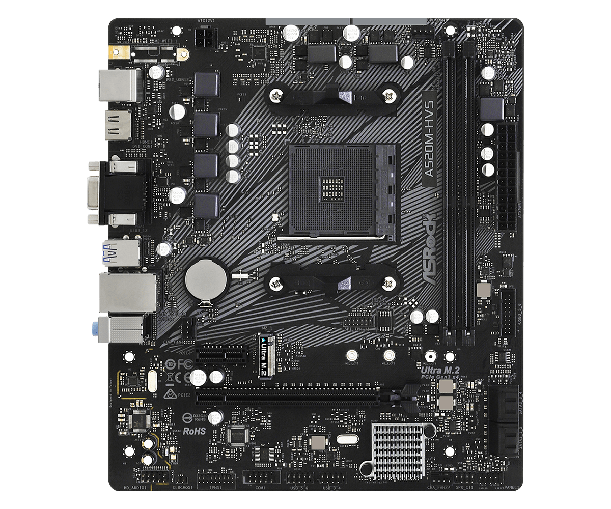 Asrock A520M-HVS AMD A520 Presa AM4 micro ATX